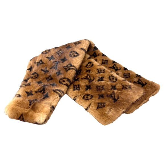 Louis Vuitton Vintage M72245 Monogram Mink Fur Echarpe Vizon Scarf Wrap [106495] - Picture 8 of 11
